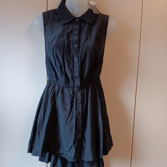 torrid Tops - Torrid Lexie Hi-Lo Sleeveless Button Front Blouse Georgette Tunic Size 1 Black